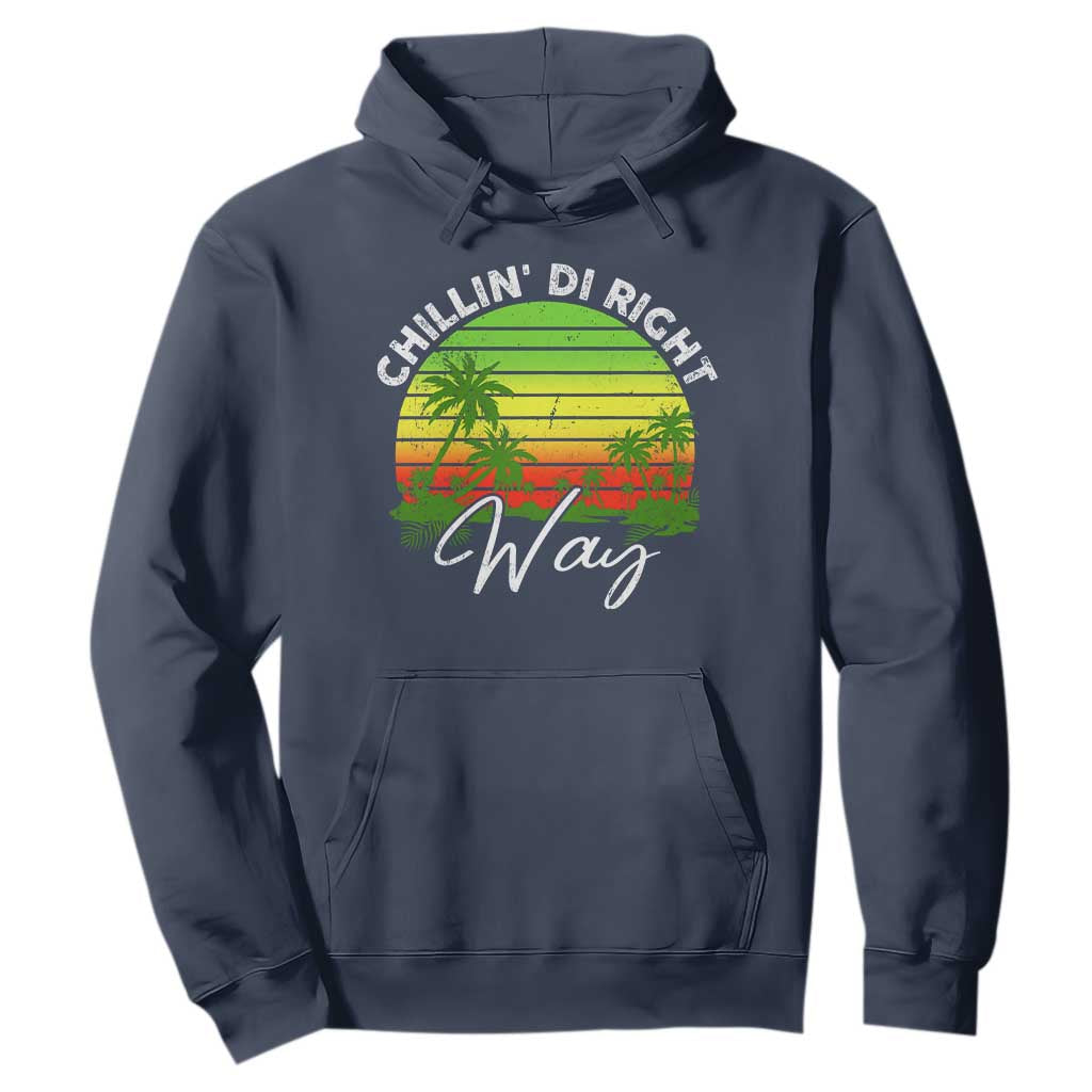 Jamaican Reggae Vibes Hoodie Retro Rasta Sunset Chill Chillin Di Right Way TS10 Navy Print Your Wear