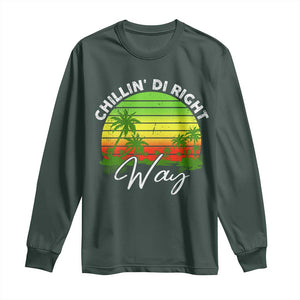 Jamaican Reggae Vibes Long Sleeve Shirt Retro Rasta Sunset Chill Chillin Di Right Way TS10 Dark Forest Green Print Your Wear