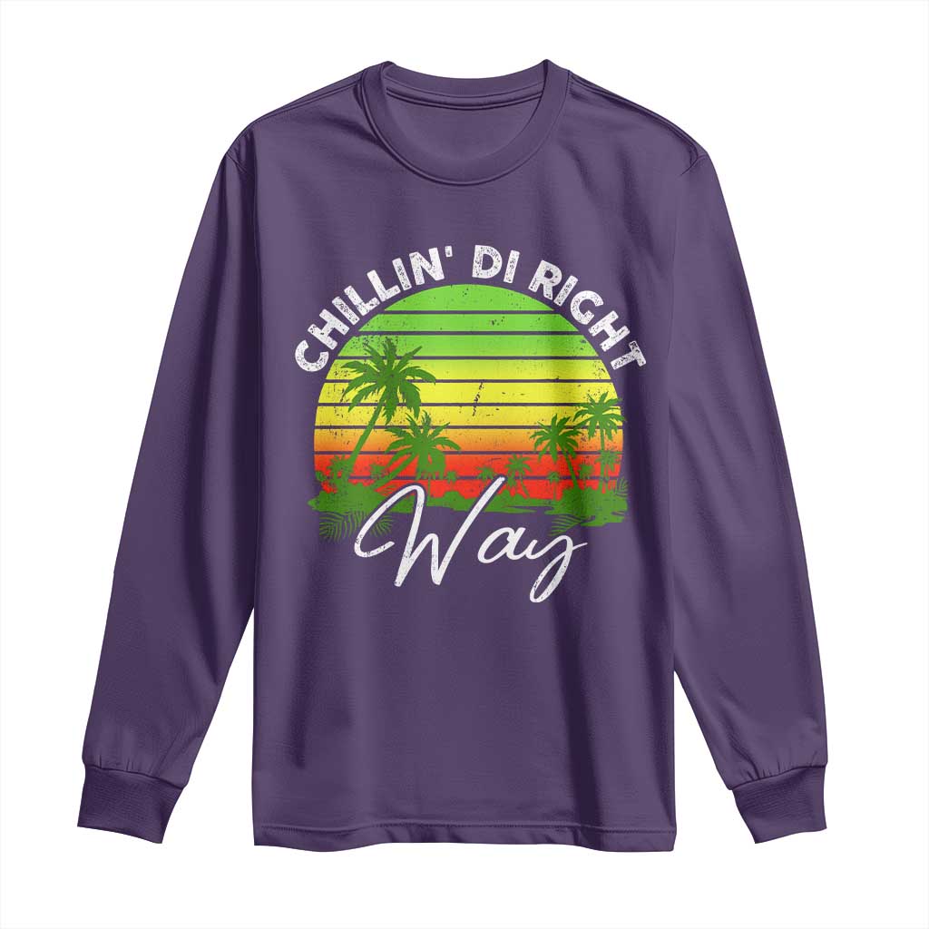 Jamaican Reggae Vibes Long Sleeve Shirt Retro Rasta Sunset Chill Chillin Di Right Way TS10 Purple Print Your Wear