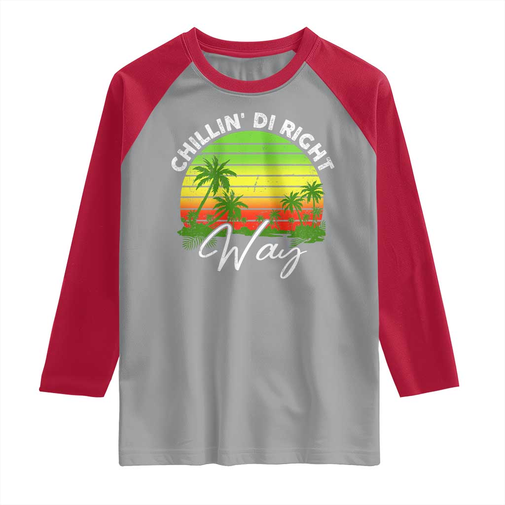 Jamaican Reggae Vibes Raglan Shirt Retro Rasta Sunset Chill Chillin Di Right Way TS10 Sport Gray Red Print Your Wear