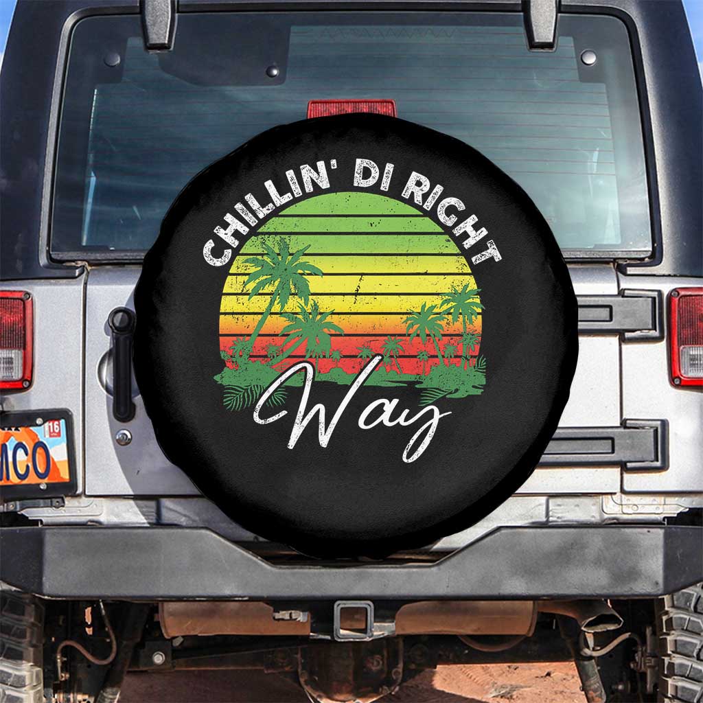 Jamaican Reggae Vibes Spare Tire Cover Retro Rasta Sunset Chill Chillin Di Right Way TS10 No hole Black Print Your Wear