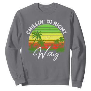 Jamaican Reggae Vibes Sweatshirt Retro Rasta Sunset Chill Chillin Di Right Way TS10 Charcoal Print Your Wear