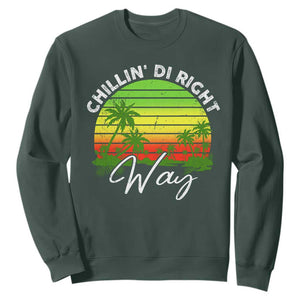 Jamaican Reggae Vibes Sweatshirt Retro Rasta Sunset Chill Chillin Di Right Way TS10 Dark Forest Green Print Your Wear