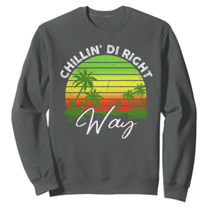 Jamaican Reggae Vibes Sweatshirt Retro Rasta Sunset Chill Chillin Di Right Way TS10 Dark Heather Print Your Wear