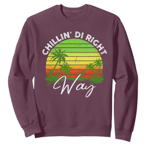 Jamaican Reggae Vibes Sweatshirt Retro Rasta Sunset Chill Chillin Di Right Way TS10 Maroon Print Your Wear