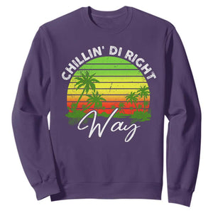 Jamaican Reggae Vibes Sweatshirt Retro Rasta Sunset Chill Chillin Di Right Way TS10 Purple Print Your Wear
