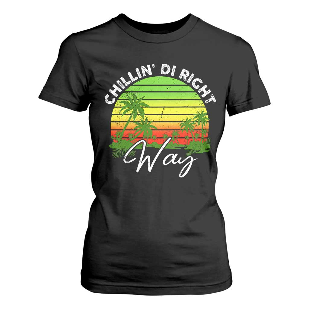 Jamaican Reggae Vibes T Shirt For Women Retro Rasta Sunset Chill Chillin Di Right Way TS10 Black Print Your Wear