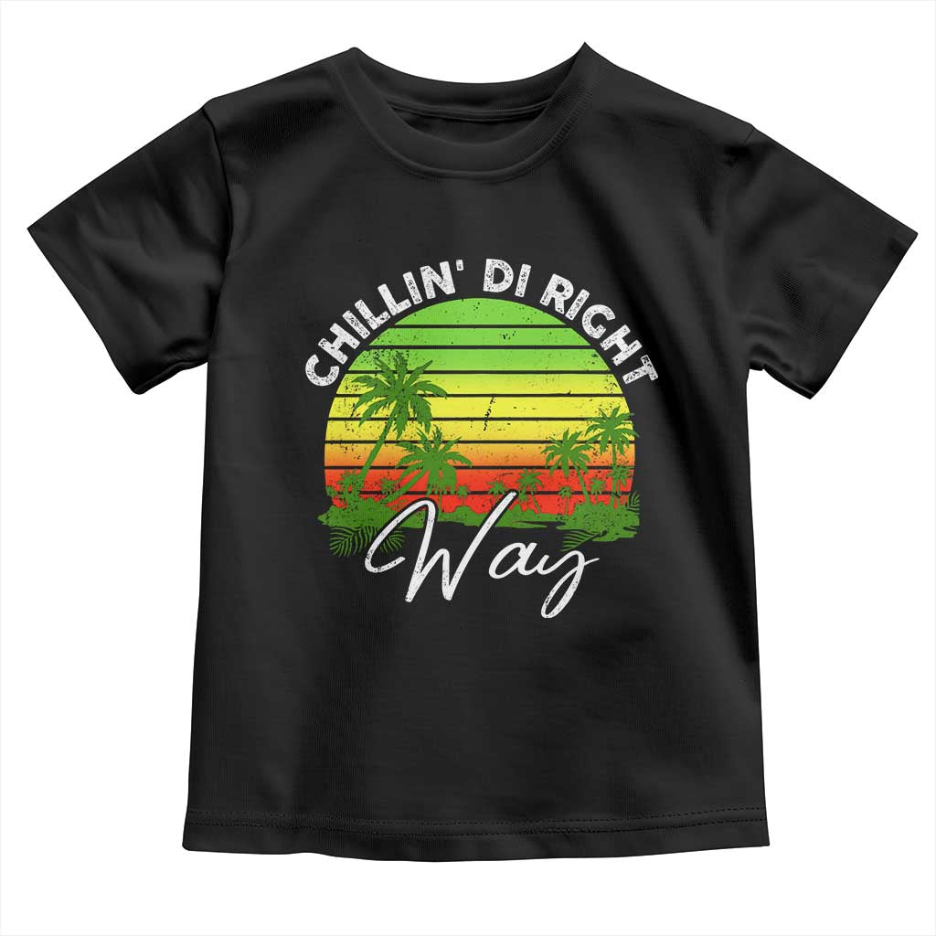 Jamaican Reggae Vibes Toddler T Shirt Retro Rasta Sunset Chill Chillin Di Right Way TS10 Black Print Your Wear