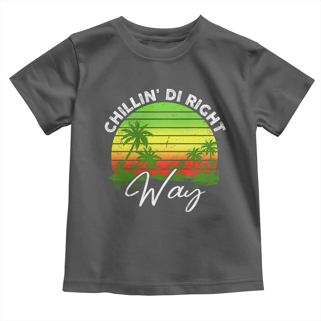 Jamaican Reggae Vibes Toddler T Shirt Retro Rasta Sunset Chill Chillin Di Right Way TS10 Dark Heather Print Your Wear