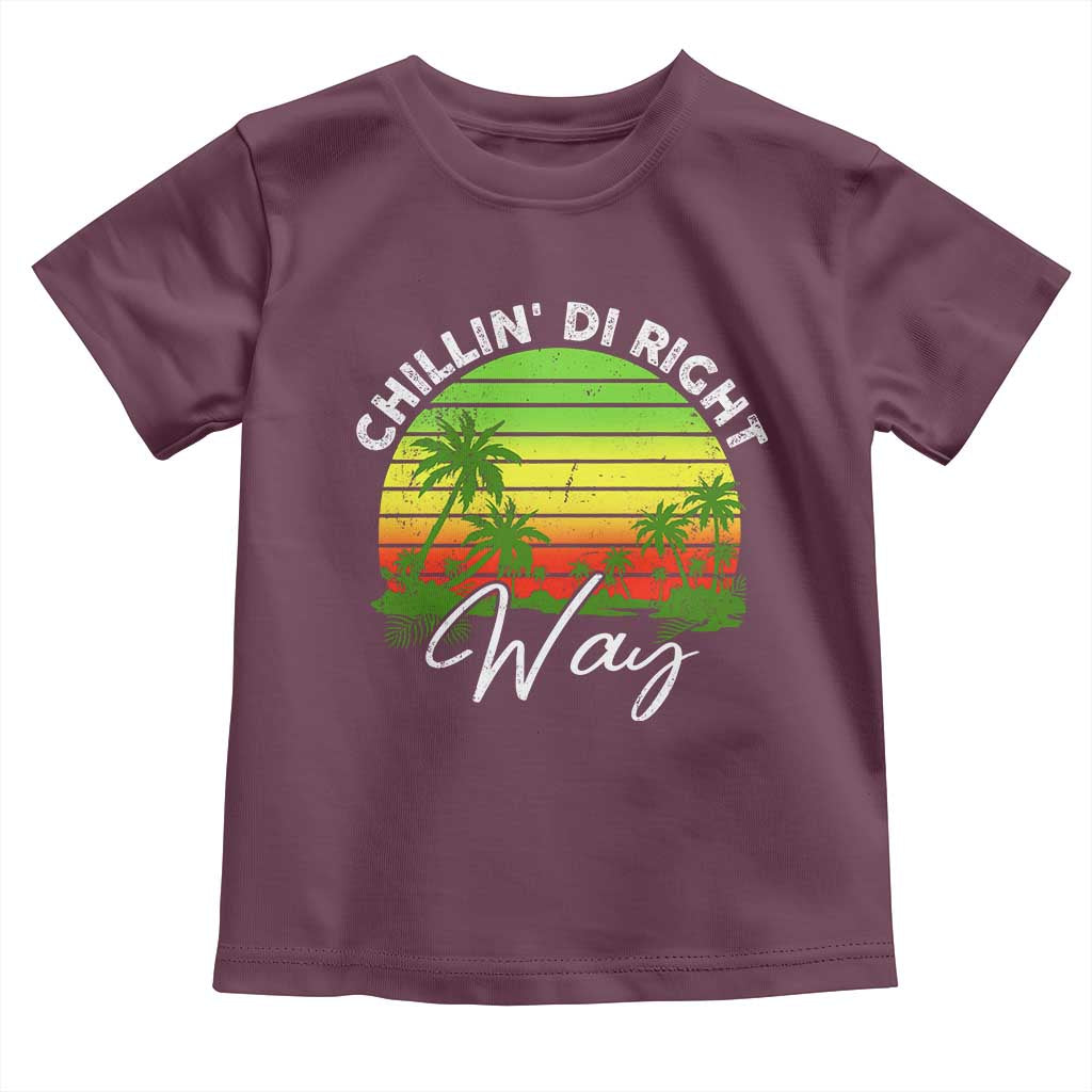 Jamaican Reggae Vibes Toddler T Shirt Retro Rasta Sunset Chill Chillin Di Right Way TS10 Maroon Print Your Wear