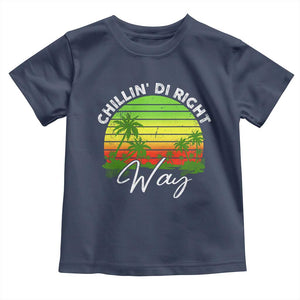 Jamaican Reggae Vibes Toddler T Shirt Retro Rasta Sunset Chill Chillin Di Right Way TS10 Navy Print Your Wear