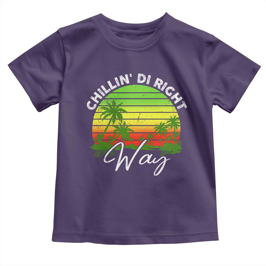 Jamaican Reggae Vibes Toddler T Shirt Retro Rasta Sunset Chill Chillin Di Right Way TS10 Purple Print Your Wear