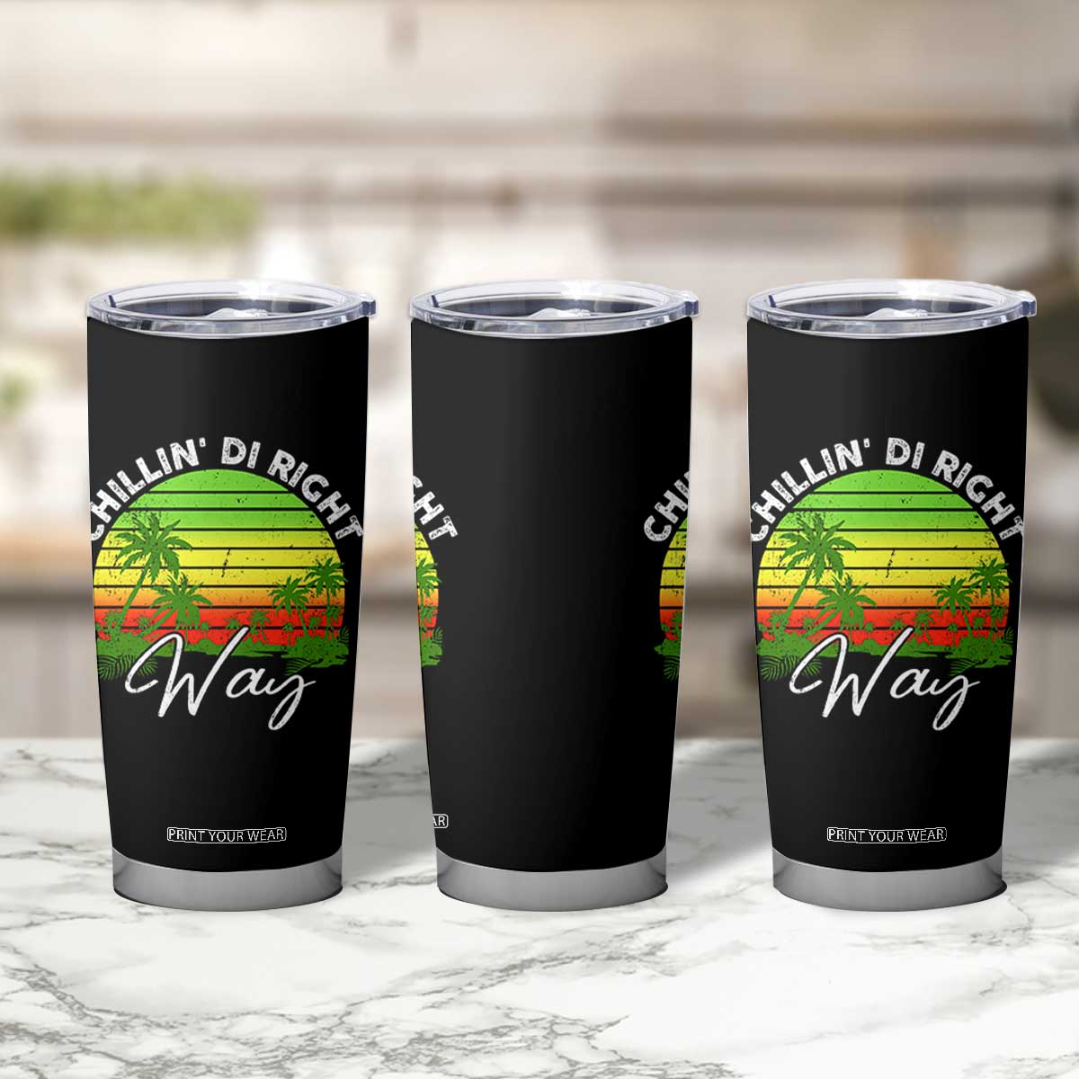 Jamaican Reggae Vibes Tumbler Cup Retro Rasta Sunset Chill Chillin Di Right Way TS10 Print Your Wear