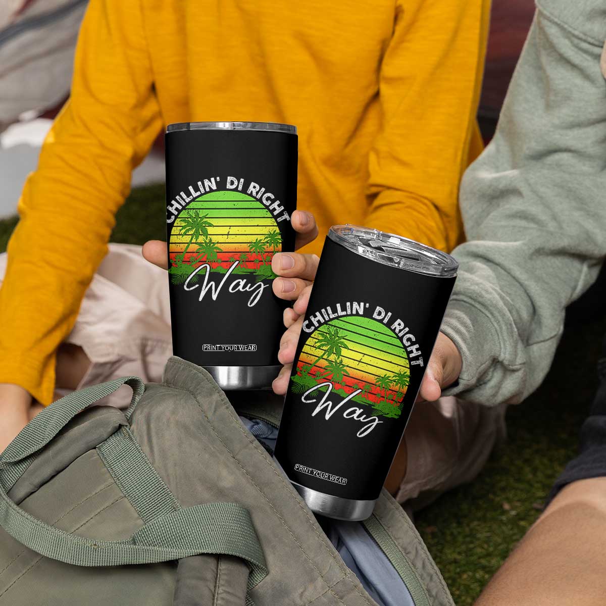 Jamaican Reggae Vibes Tumbler Cup Retro Rasta Sunset Chill Chillin Di Right Way TS10 Print Your Wear