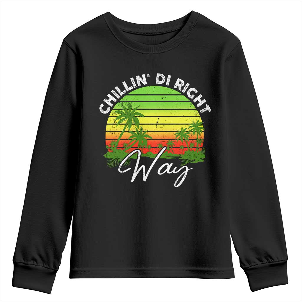 Jamaican Reggae Vibes Youth Sweatshirt Retro Rasta Sunset Chill Chillin Di Right Way TS10 Black Print Your Wear