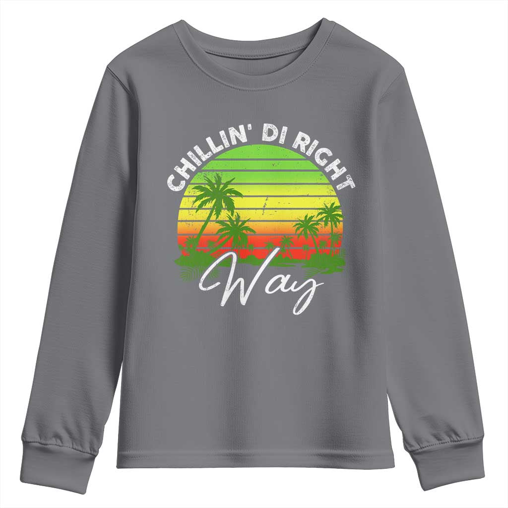 Jamaican Reggae Vibes Youth Sweatshirt Retro Rasta Sunset Chill Chillin Di Right Way TS10 Charcoal Print Your Wear