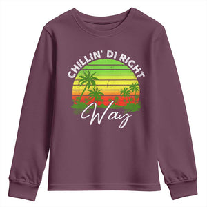 Jamaican Reggae Vibes Youth Sweatshirt Retro Rasta Sunset Chill Chillin Di Right Way TS10 Maroon Print Your Wear