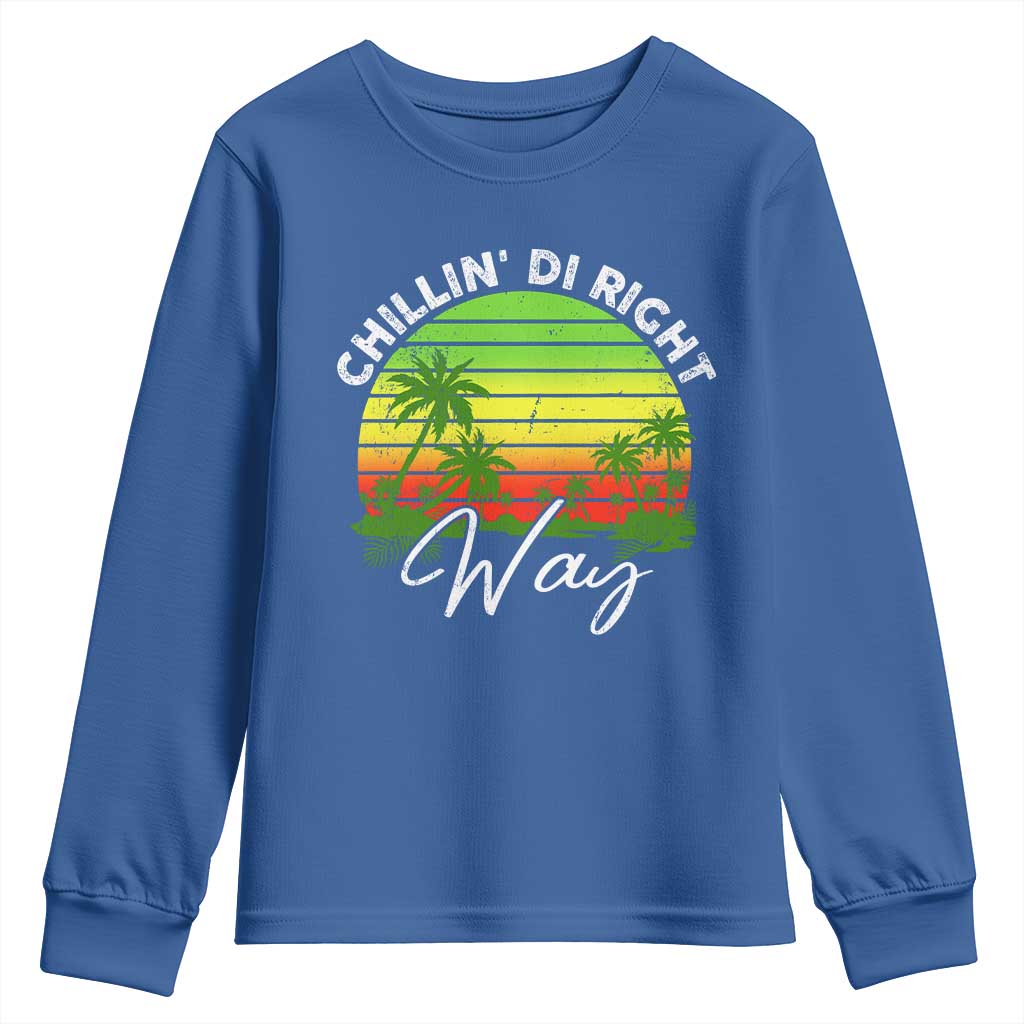 Jamaican Reggae Vibes Youth Sweatshirt Retro Rasta Sunset Chill Chillin Di Right Way TS10 Royal Blue Print Your Wear