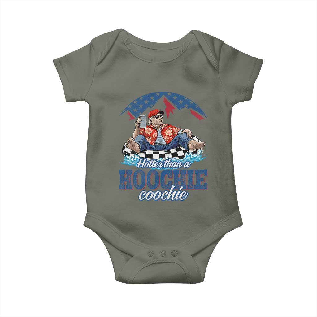 Trump Hotter Than A Hoochie Coochie Baby Onesie TS10 Military Green Print Your Wear