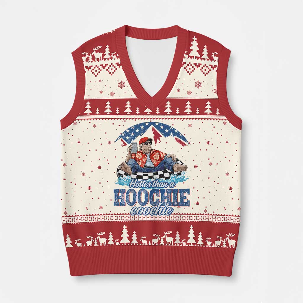 Trump Hotter Than A Hoochie Coochie V-Neck Knit Sweater Vest TS10 Beige Red Print Your Wear