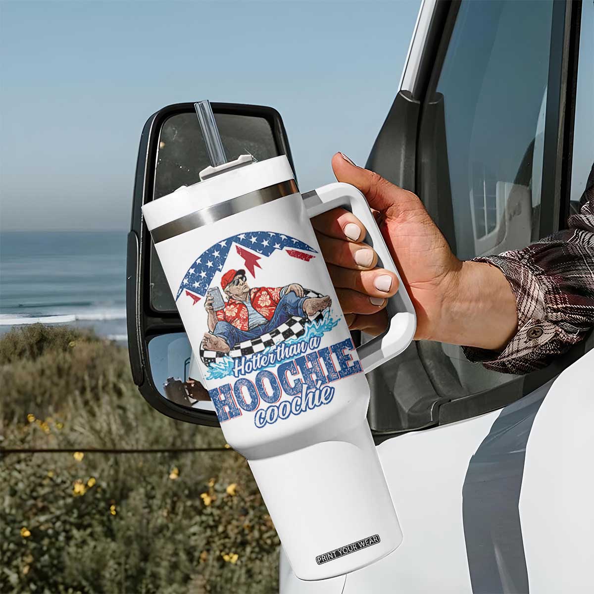Trump Hotter Than A Hoochie Coochie Tumbler With Handle TS10 Print Your Wear
