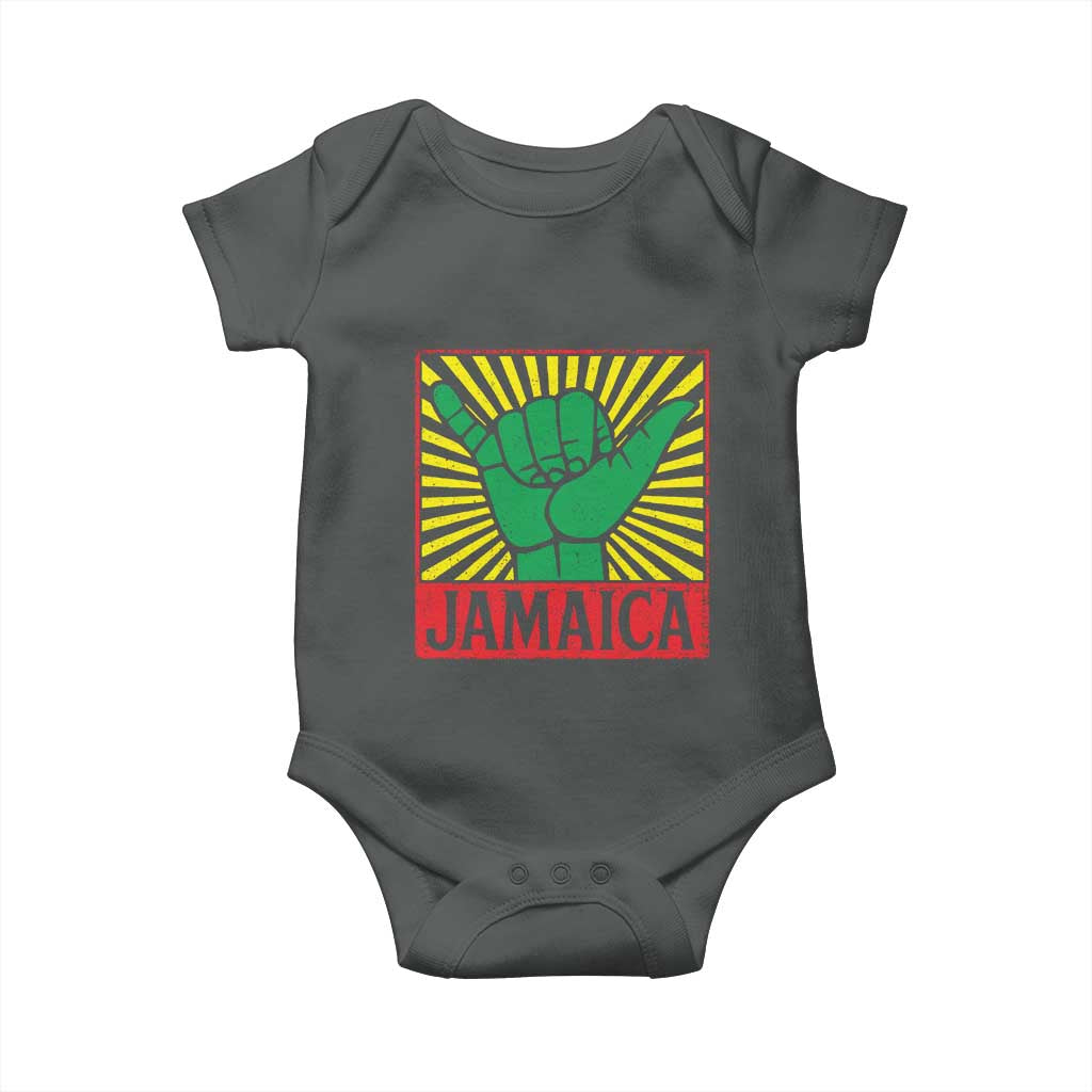 Jamaica Rasta Shaka Sign Baby Onesie Retro Reggae Vibes TS10 Dark Heather Print Your Wear