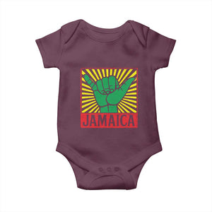 Jamaica Rasta Shaka Sign Baby Onesie Retro Reggae Vibes TS10 Maroon Print Your Wear
