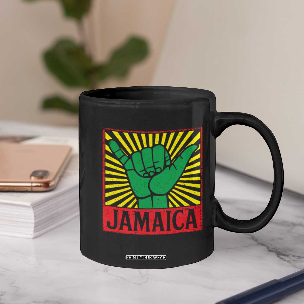 Jamaica Rasta Shaka Sign Coffee Mug Retro Reggae Vibes TS10 Print Your Wear