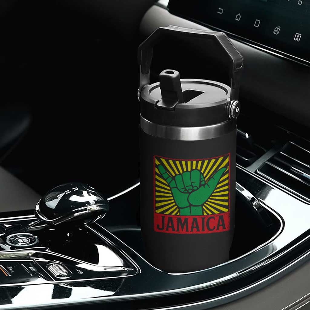 Jamaica Rasta Shaka Sign Flip Straw Tumbler Retro Reggae Vibes TS10 Print Your Wear