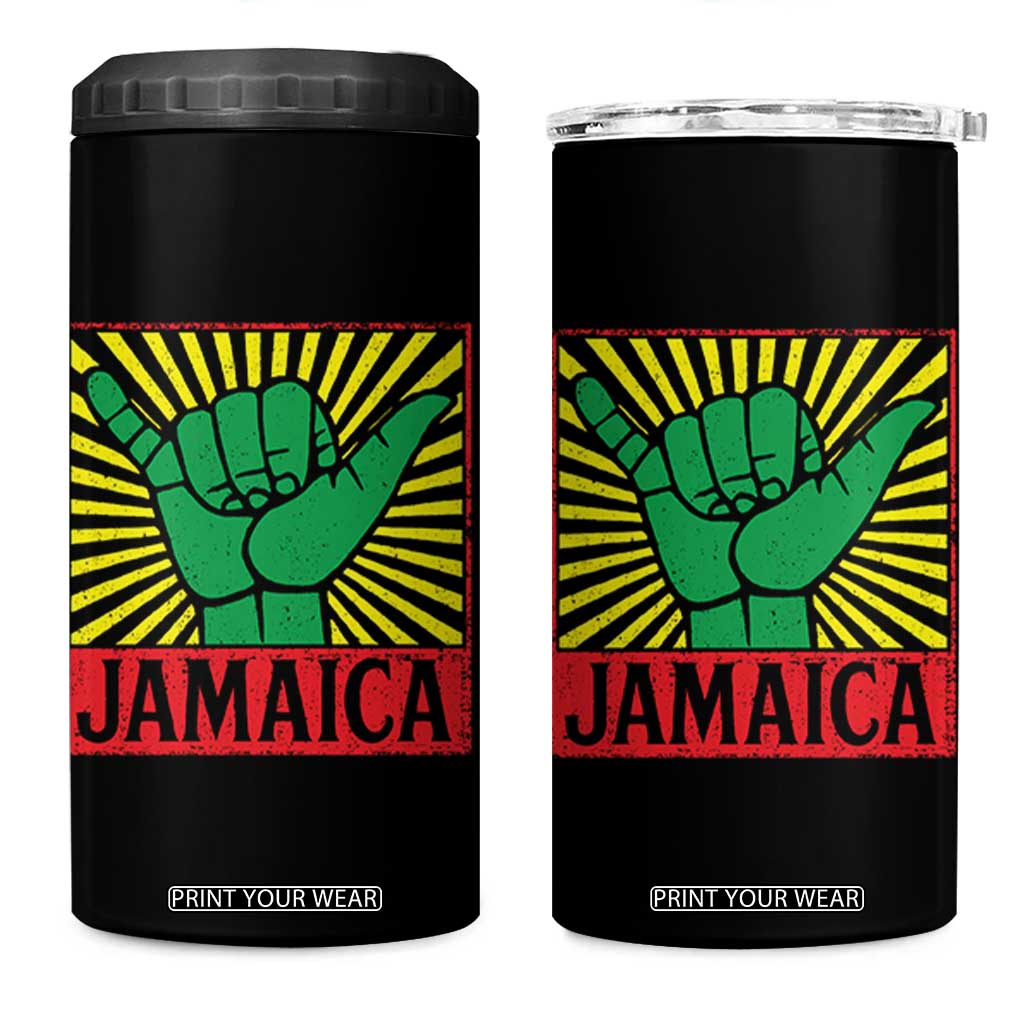 Jamaica Rasta Shaka Sign 4 in 1 Can Cooler Tumbler Retro Reggae Vibes TS10 One Size: 16 oz Black Print Your Wear