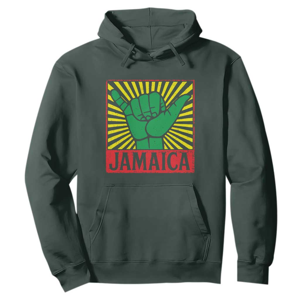 Jamaica Rasta Shaka Sign Hoodie Retro Reggae Vibes TS10 Dark Forest Green Print Your Wear