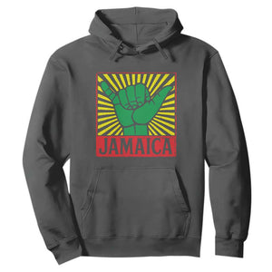 Jamaica Rasta Shaka Sign Hoodie Retro Reggae Vibes TS10 Dark Heather Print Your Wear