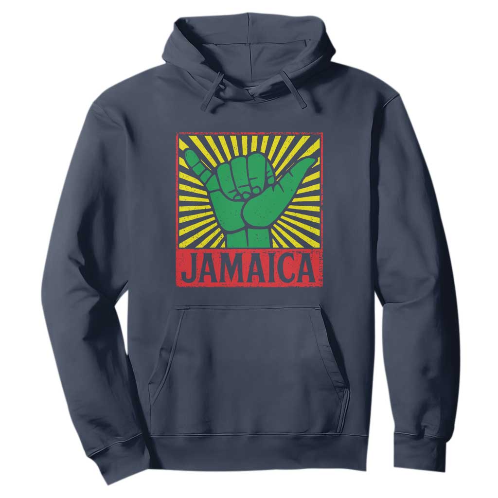 Jamaica Rasta Shaka Sign Hoodie Retro Reggae Vibes TS10 Navy Print Your Wear