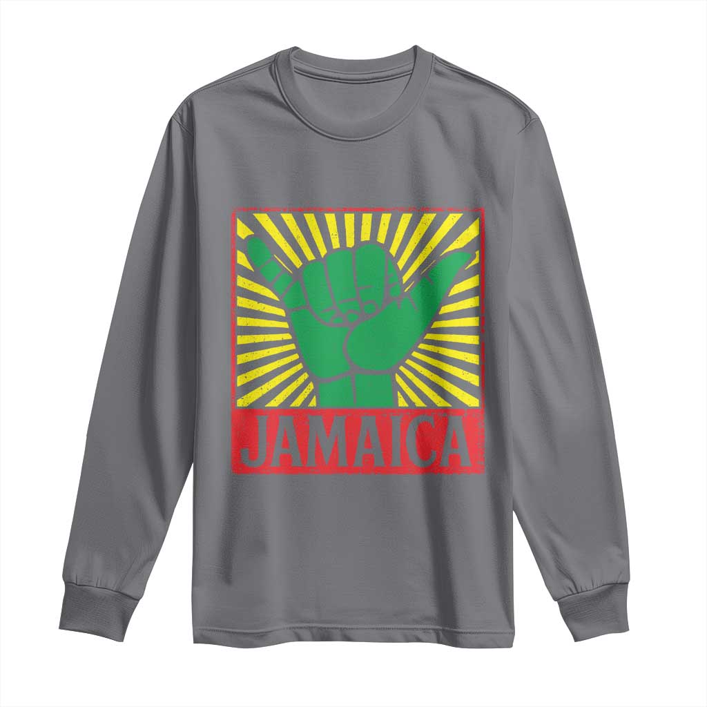 Jamaica Rasta Shaka Sign Long Sleeve Shirt Retro Reggae Vibes TS10 Charcoal Print Your Wear