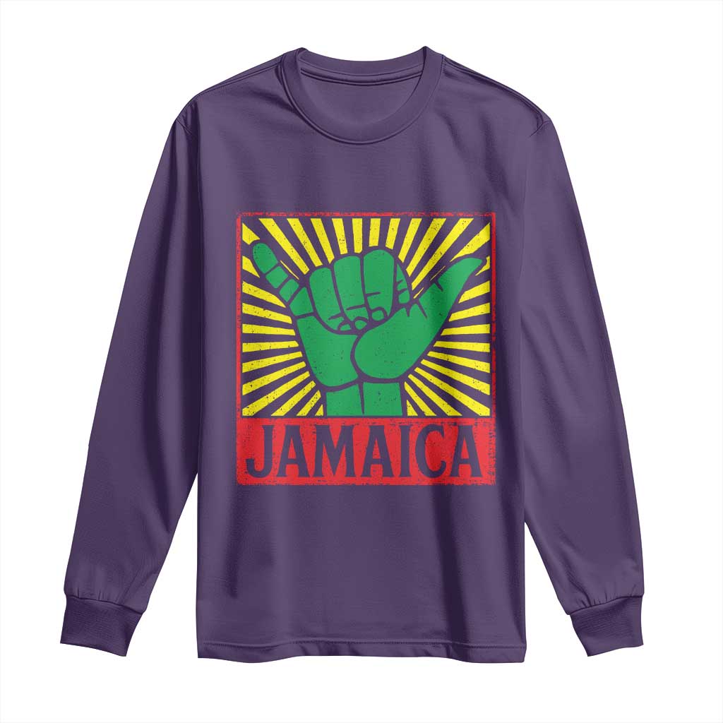 Jamaica Rasta Shaka Sign Long Sleeve Shirt Retro Reggae Vibes TS10 Purple Print Your Wear