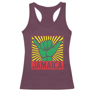 Jamaica Rasta Shaka Sign Racerback Tank Top Retro Reggae Vibes TS10 Maroon Print Your Wear