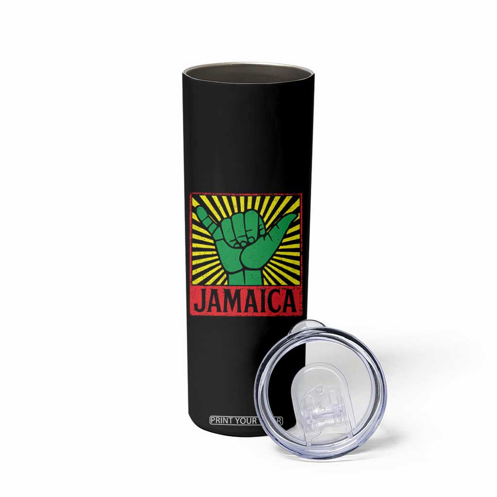 Jamaica Rasta Shaka Sign Skinny Tumbler Retro Reggae Vibes TS10 Print Your Wear