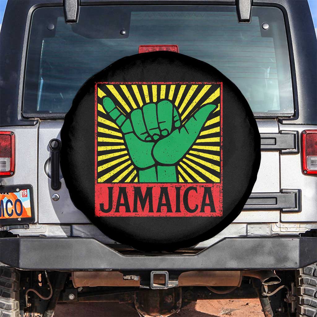 Jamaica Rasta Shaka Sign Spare Tire Cover Retro Reggae Vibes TS10 No hole Black Print Your Wear