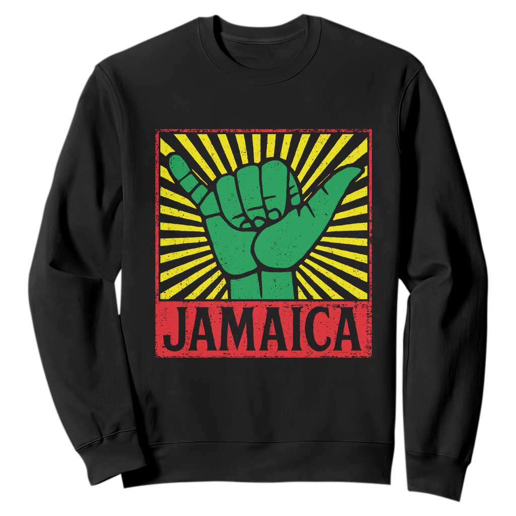 Jamaica Rasta Shaka Sign Sweatshirt Retro Reggae Vibes TS10 Black Print Your Wear