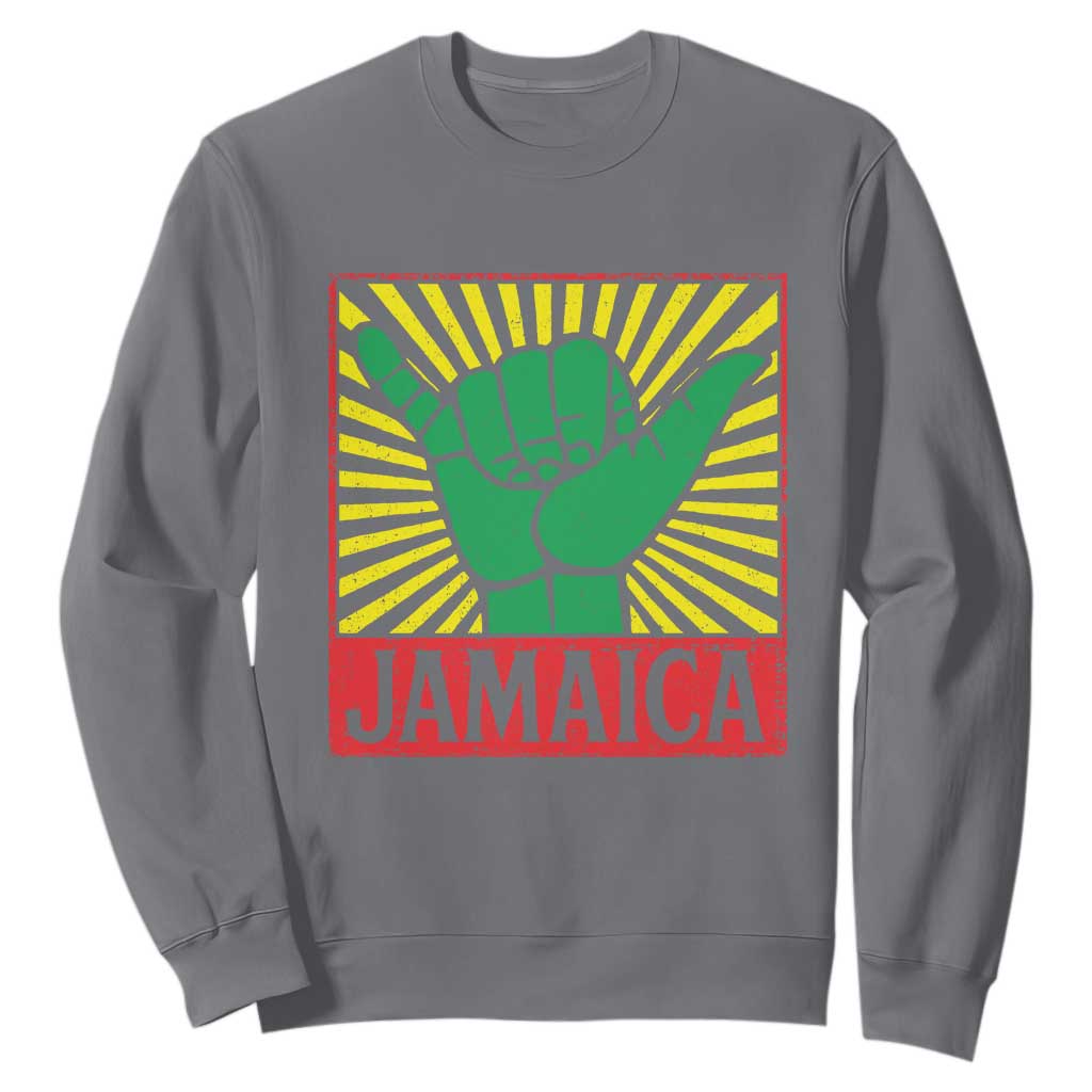 Jamaica Rasta Shaka Sign Sweatshirt Retro Reggae Vibes TS10 Charcoal Print Your Wear