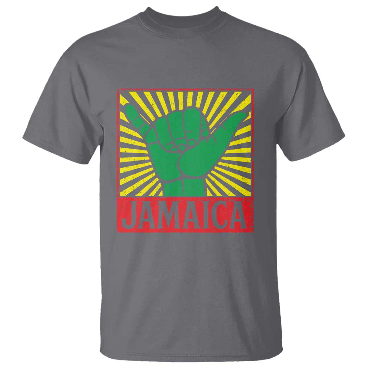 Jamaica Rasta Shaka Sign T Shirt Retro Reggae Vibes TS10 Charcoal Print Your Wear