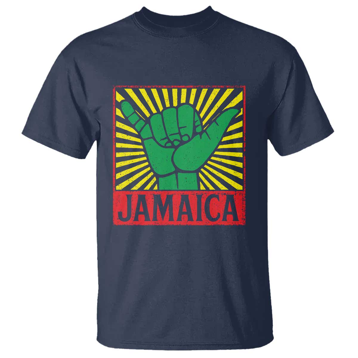 Jamaica Rasta Shaka Sign T Shirt Retro Reggae Vibes TS10 Navy Print Your Wear