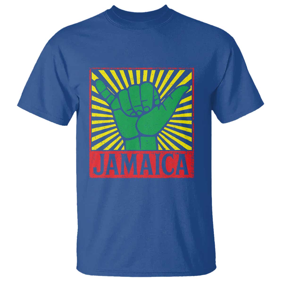 Jamaica Rasta Shaka Sign T Shirt Retro Reggae Vibes TS10 Royal Blue Print Your Wear