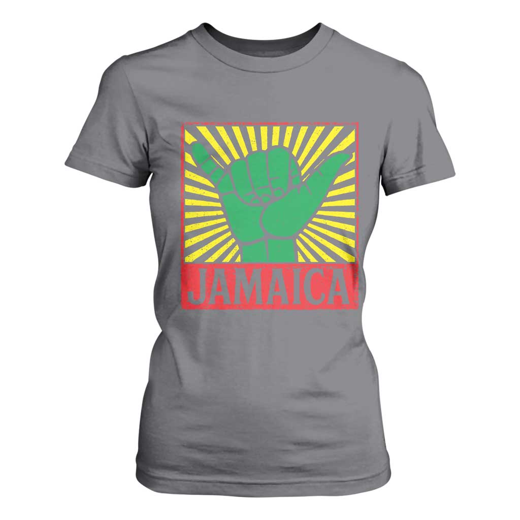 Jamaica Rasta Shaka Sign T Shirt For Women Retro Reggae Vibes TS10 Charcoal Print Your Wear