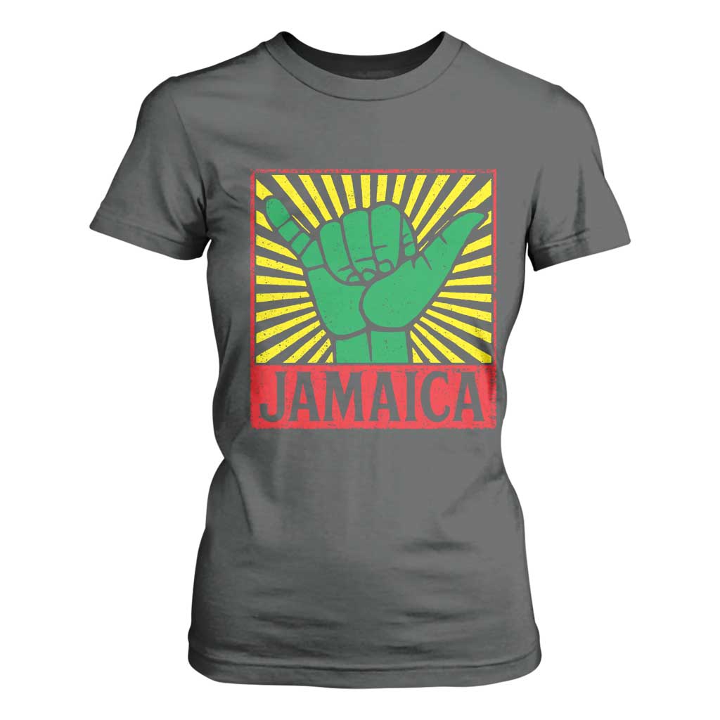 Jamaica Rasta Shaka Sign T Shirt For Women Retro Reggae Vibes TS10 Dark Heather Print Your Wear