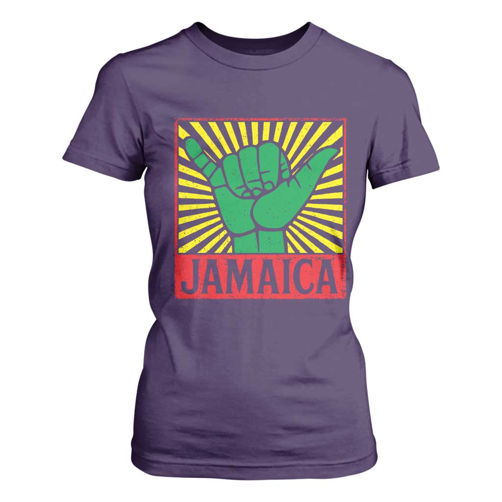 Jamaica Rasta Shaka Sign T Shirt For Women Retro Reggae Vibes TS10 Purple Print Your Wear