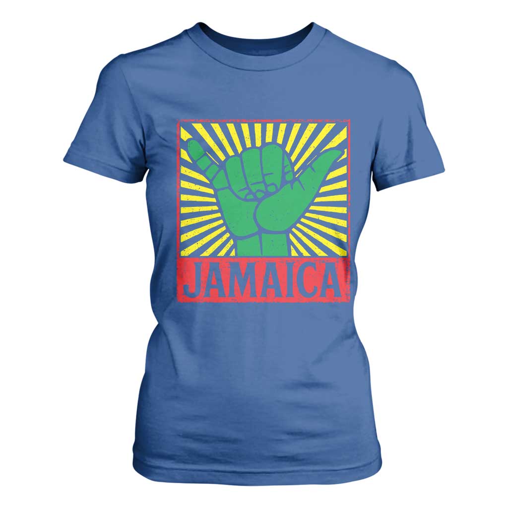 Jamaica Rasta Shaka Sign T Shirt For Women Retro Reggae Vibes TS10 Royal Blue Print Your Wear
