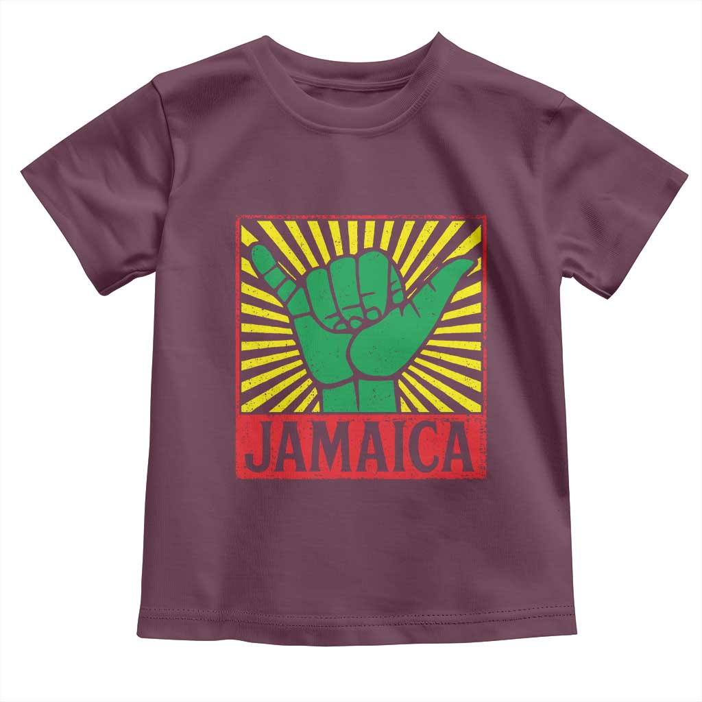 Jamaica Rasta Shaka Sign Toddler T Shirt Retro Reggae Vibes TS10 Maroon Print Your Wear
