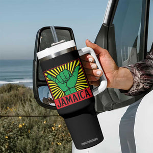 Jamaica Rasta Shaka Sign Tumbler With Handle Retro Reggae Vibes TS10 Print Your Wear