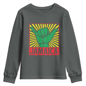 Jamaica Rasta Shaka Sign Youth Sweatshirt Retro Reggae Vibes TS10 Dark Heather Print Your Wear